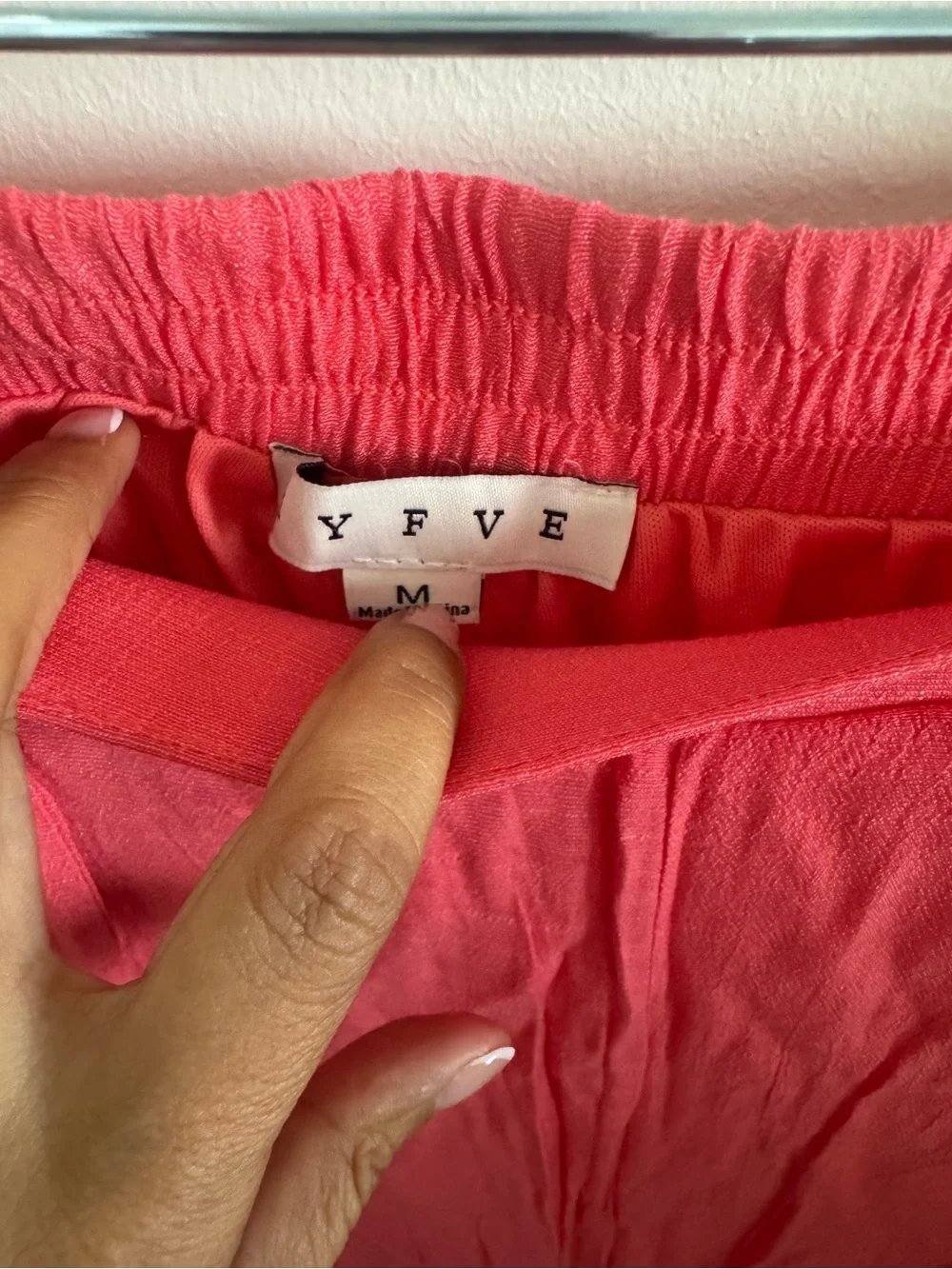 HYFVE Coral Two Piece Linen Blend Look Set Crop Top Wide Leg Pants Medium NWOT